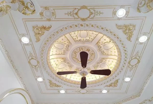 Mẫu phào chỉ thạch cao cổ điển cho trần phòng khách
