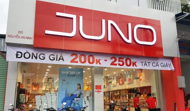 Thiết kế cửa hàng thời trang Juno với mặt tiền nổi bật ánh sáng và bảng hiệu thương hiệu Thiết kế cửa hàng thời trang Juno với mặt tiền nổi bật ánh sáng và bảng hiệu thương hiệu