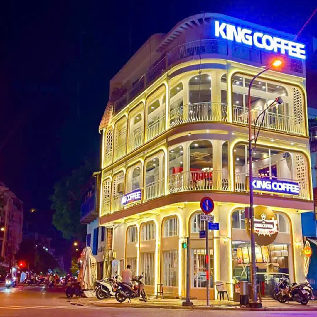 cửa hàng cà phê king coffee trần phú do khaifu thi công và hoàn thiện