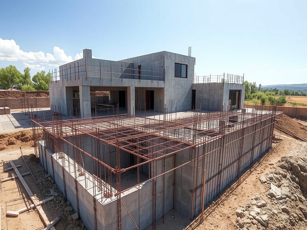 Công nhân xây dựng phần thô biệt thự, đổ bê tông và gia cố thép, đảm bảo nền móng vững chắc, quá trình thi công phần thô biệt thự. Công nhân xây dựng phần thô biệt thự, đổ bê tông và gia cố thép, đảm bảo nền móng vững chắc, quá trình thi công phần thô biệt thự.