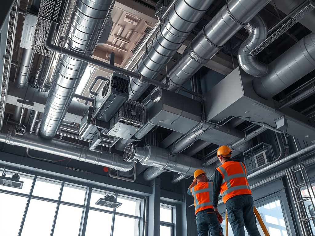 Đội ngũ kỹ sư KhaiFu đang thi công hệ thống hút khói cho tòa nhà cao tầng, đảm bảo tiêu chuẩn PCCC với quạt hút công nghiệp và ống dẫn khói. Đội ngũ kỹ sư KhaiFu đang thi công hệ thống hút khói cho tòa nhà cao tầng, đảm bảo tiêu chuẩn PCCC với quạt hút công nghiệp và ống dẫn khói.