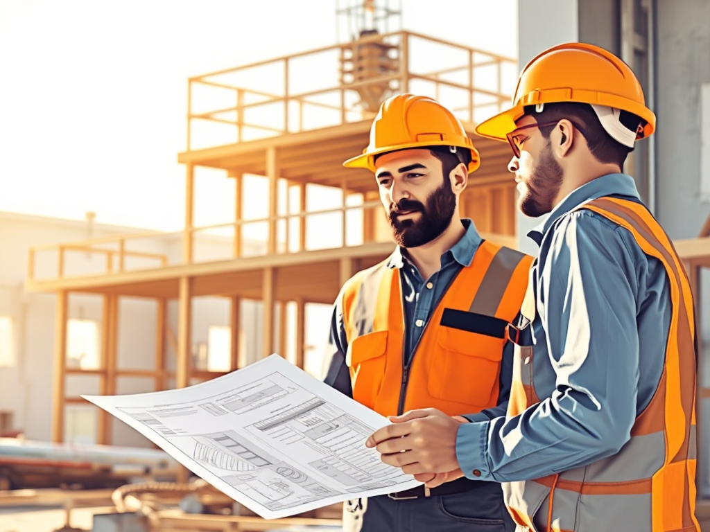 Đội thợ đang trao đổi về bản vẽ thi công gác lửng giá tốt ngay tại công trình, minh họa quy trình làm việc. Đội thợ đang trao đổi về bản vẽ thi công gác lửng giá tốt ngay tại công trình, minh họa quy trình làm việc.