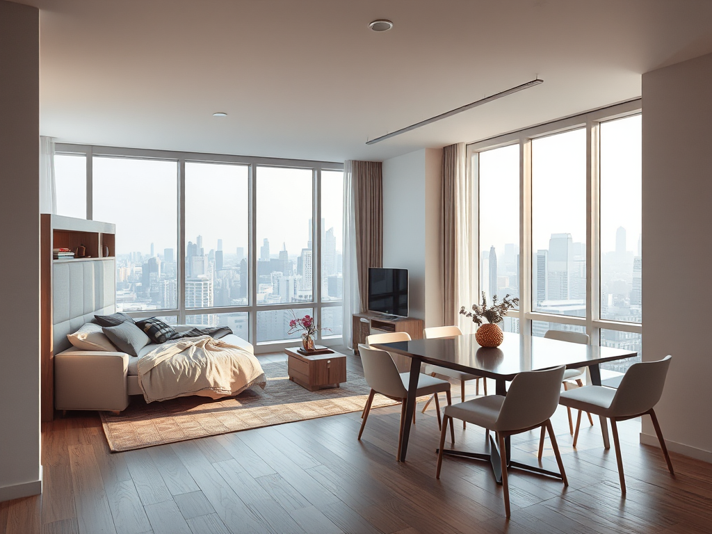 Nội thất căn hộ hiện đại, không gian linh hoạt với giường gấp thành sofa, bàn ăn biến đổi. Xu hướng thiết kế kiến trúc nhà ở hiện đại, tối ưu cho diện tích nhỏ đô thị. Nội thất căn hộ hiện đại, không gian linh hoạt với giường gấp thành sofa, bàn ăn biến đổi. Xu hướng thiết kế kiến trúc nhà ở hiện đại, tối ưu cho diện tích nhỏ đô thị.