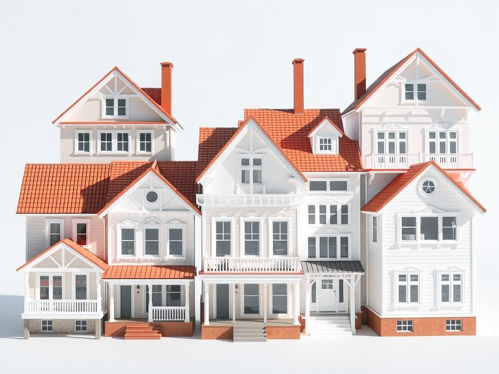 So sánh trực quan các loại kết cấu nhà phố phổ biến ở Việt Nam: nhà ống, nhà lệch tầng, nhà mái thái, nhà có sân vườn và biệt thự phố.