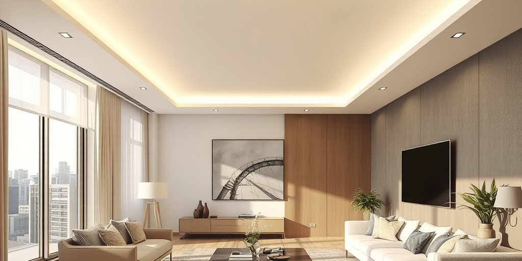 Trần xuyên sáng được thi công hoàn hảo trong phòng khách hiện đại, ánh sáng lan tỏa dịu nhẹ, tạo không gian ấm cúng và sang trọng, thể hiện kỹ thuật thi công trần xuyên sáng chuyên nghiệp.